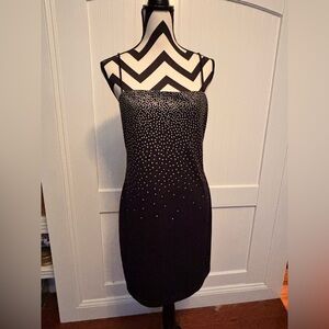 City Triangles Black Beaded Mini Dress
